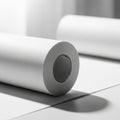 Rolls of White Paper or Canvas on a White Surface with Soft Shadows material Royalty Free Stock Photo