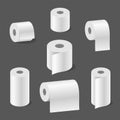 Rolls of White Toilet Papers and Towel Set. Vector