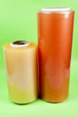 Rolls of wrapping plastic stretch film. Close-up with Shallow Depth of Field. Royalty Free Stock Photo