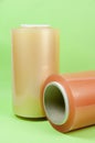 Rolls of wrapping plastic stretch film. Close-up with Shallow Depth of Field. Royalty Free Stock Photo