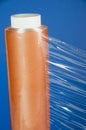 Rolls of wrapping plastic stretch film. Close-up with Shallow Depth of Field. Royalty Free Stock Photo