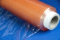 Rolls of wrapping plastic stretch film. Close-up with Shallow Depth of Field. Royalty Free Stock Photo