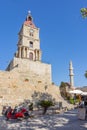 Roloi Clock Tower in Rhodes fortress, Greece Royalty Free Stock Photo