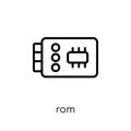 Rom icon. Trendy modern flat linear vector Rom icon on white background from thin line hardware collection
