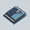 ROM Microchip Illustration with Circuitry and Text Label memory read-only memory Royalty Free Stock Photo