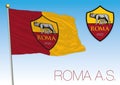 Roma AC flag and crest, Spain 2018