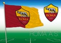 ROME, ITALY, YEAR 2017 - Serie A football championship, 2017 flag of the Roma team Royalty Free Stock Photo
