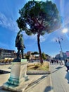 Roma, Fori Imperiali road with statue of emperor