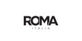 Roma in the Italia emblem. The design features a geometric style, vector illustration with bold typography in a modern font. The