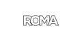 Roma in the Italia emblem. The design features a geometric style, vector illustration with bold typography in a modern font. The