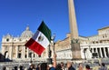Vatican City, Mexican pilgrims with the flag of Mexico at the Piazza San Pietro or St. PeterÃ¢â¬â¢s Square. Rome, Italy. Royalty Free Stock Photo