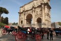 ROMA, ITALY, APRIL 7, 2016 : Coachman sits on a carriage, pulled