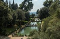 ROMA, ITALY - AUGUST 2018: Antique historic fountains at Villa D`Este in Tivoli, Italy