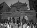 ROMA, ITALY - JULY 2017: Believers pilgrims gathered in front of the church on a religious festival