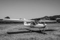 ROMA, ITALY - JULY 2017: Easy-engine aircraft on the runway Tecnam P92-S Echo Royalty Free Stock Photo