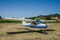 ROMA, ITALY - JULY 2017: Easy-engine aircraft on the runway Tecnam P92-S Echo Royalty Free Stock Photo