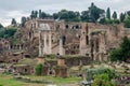 Roma, Italy - October 2015: Tourists walk and take pictures in the photo on the tour of the ancient ruins of the ancient imperial