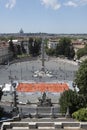 Roma, Lazio, Italy, tourists around the flaiano obelisk and people playing tennis in Piazza del Popolo