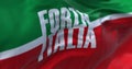 Close-up of the Forza Italia flag waving in the wind