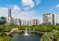 Roma Street Parkland with skyscrapers and tower blocks in Brisbane, Queensland, Australia