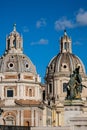 Roma street view. Domes of the old architecture in Italy