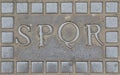 Roman Acronym SPQR namely Senatus Populusque Romanus that means Royalty Free Stock Photo