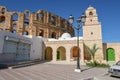 Roman amphitheater and mosque of El Jem on Tunisia Royalty Free Stock Photo