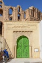 Roman amphitheater and mosque of El Jem on Tunisia Royalty Free Stock Photo