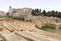 Roman amphitheater and the ruins of the greek temple in Chersonesus Royalty Free Stock Photo