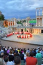 Roman Amphitheater scene performance,Plovdiv Royalty Free Stock Photo