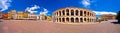 Roman amphitheatre Arena di Verona and Piazza Bra square panoramic view Royalty Free Stock Photo