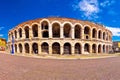 Roman amphitheatre Arena di Verona and Piazza Bra square panoram Royalty Free Stock Photo