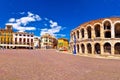 Roman amphitheatre Arena di Verona and Piazza Bra square panoram Royalty Free Stock Photo