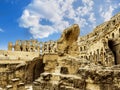 Roman amphitheatre in the city of El JEM in Tunisia at sunset Royalty Free Stock Photo