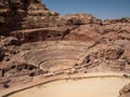 Roman amphitheatre, Petra historic and archaeological city carved from sandstone stone, Jordan, Middle East