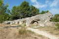 Aqueduct Barbegal in Provence, France in the Provence, southern France, Royalty Free Stock Photo