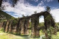 Roman aqueduct of Nikopolis against beautiful cloudy sky in Gree