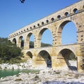 Roman aqueduct, Pont du Gard, Provence, France Royalty Free Stock Photo