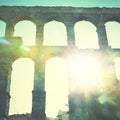 Roman aqueduct in Segovia Royalty Free Stock Photo