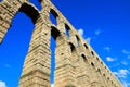 Roman Aqueduct of Segovia, Spain under blue skies Royalty Free Stock Photo