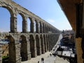 Roman aqueduct in the Spanish city of Segovia