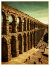 Roman Aqueduct - a symbol of Segovia. Castile and Leon, Spain. Royalty Free Stock Photo