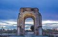 Roman Arch of Caparra at dusk, Caceres, Spain