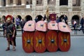 Roman army battle array near colosseum at ancient romans historical parade Royalty Free Stock Photo