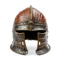 Roman army helmet and gladiator isolated on white background.