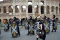 Roman army near colosseum at ancient romans historical parade