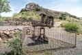 Roman ballista of the 1st century AD, the time of the siege of the city of Gamla on the Golan Heights in Israel Royalty Free Stock Photo