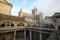 Roman Bath, UK - December 6, 2013: Tourists visiting inside Roman Baths complex. City of Bath is a UNESCO World Heritage Site. Se Royalty Free Stock Photo