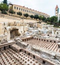 Roman Berytus, Roman Baths, ruins in downtown Beirut Central District, Lebanon Royalty Free Stock Photo