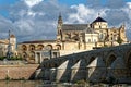 Roman bridge and Cathedral in Cordoba Royalty Free Stock Photo